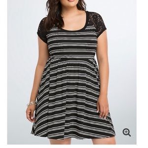 Torrid Striped Lace Insert Dress